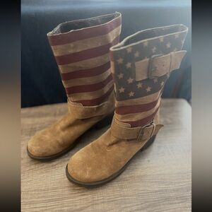 Sbicca Brown and Red Combat Boots